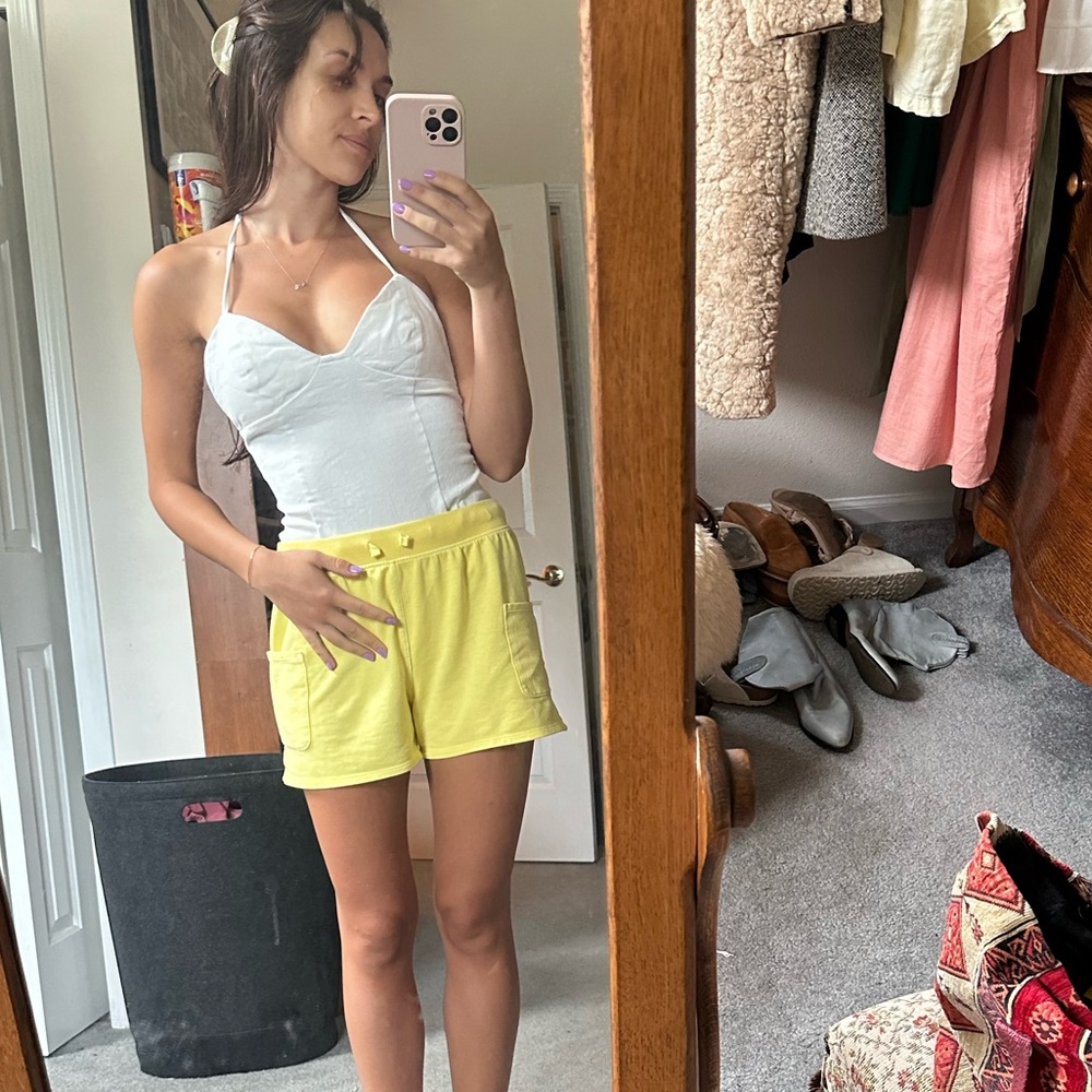 SuperDown white bodysuit halter top